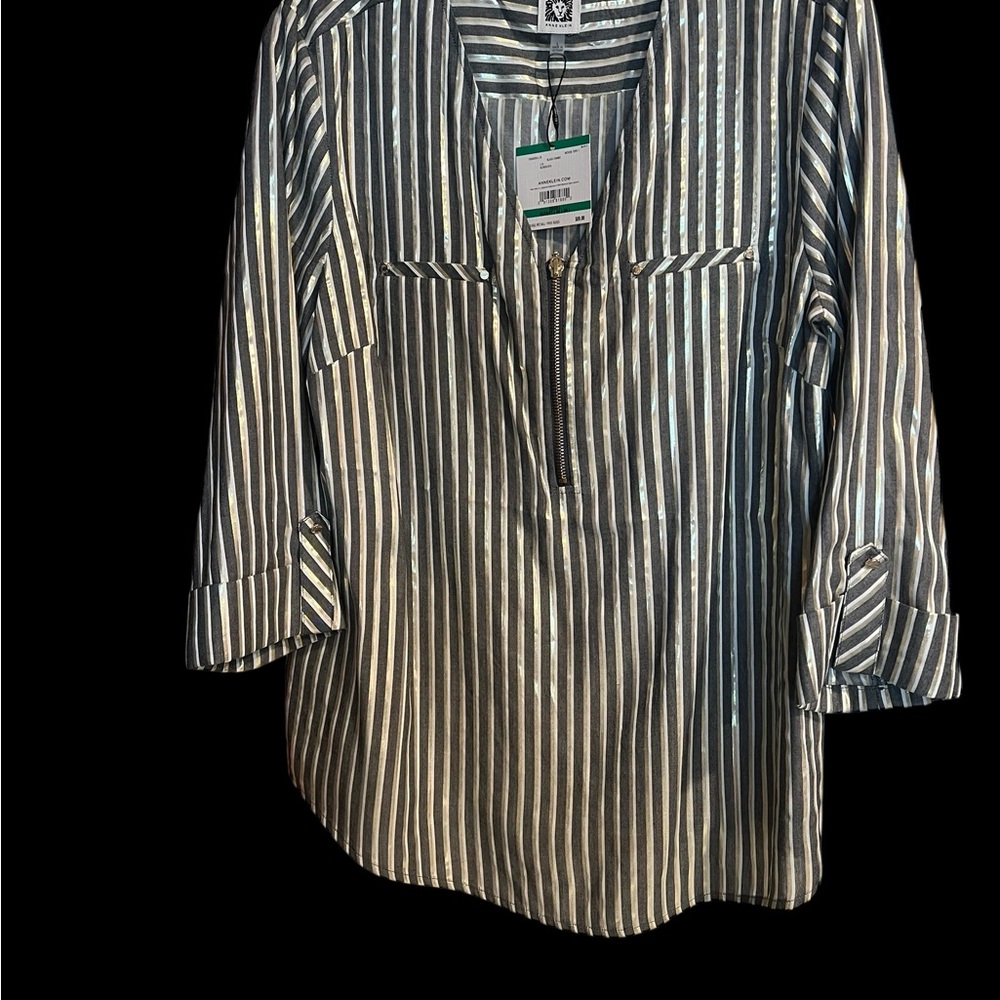 Anne Klein Metallic Striped Blouse